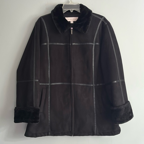 Liz Claiborne Jackets & Blazers - Liz Claiborne Faux Fur Shearling Coat Black Size Large